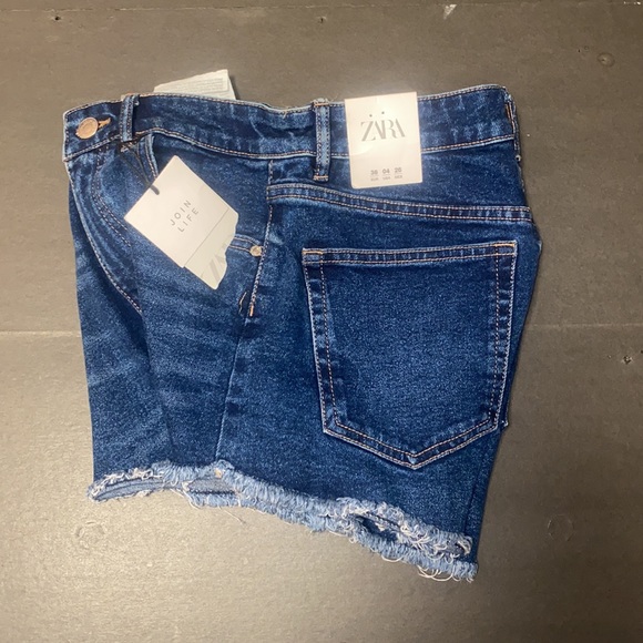 Zara Size 04 Blue Denim Hi-Rise Jean Shorts - Picture 4 of 7